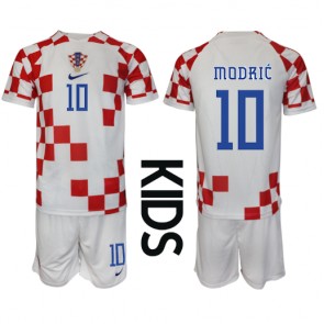 Chorvatsko Luka Modric #10 Dětské Domácí dres komplet MS 2022 Krátký Rukáv (+ trenýrky)